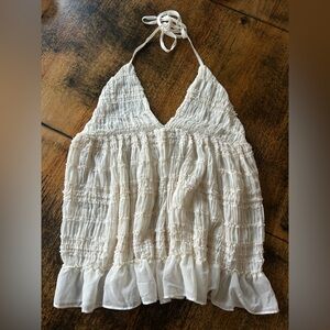 Kimchi Blue White Smocked Halter Camisole Top